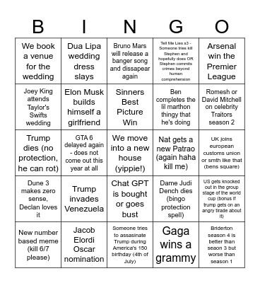 2026 Bingo Card