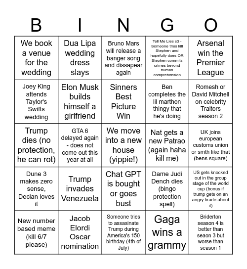 2026 Bingo Card