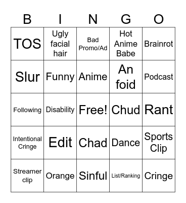 TikTok Bingo Card