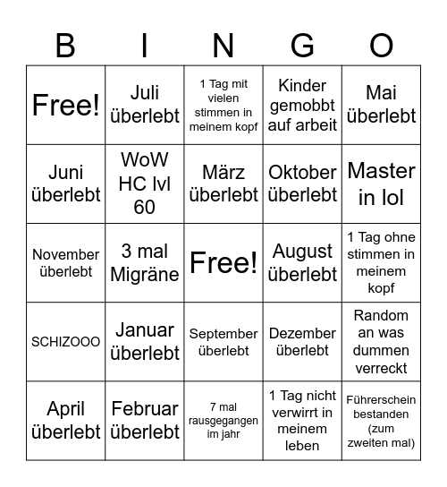 2026 Bingo Card