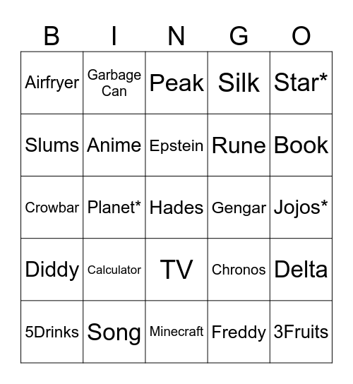 Crafting Bingo Card