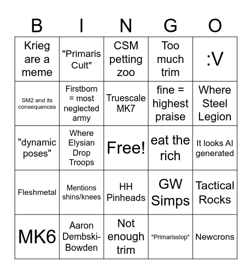 Milkboy Bingo Card