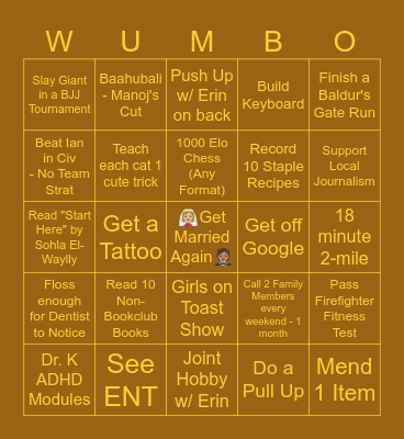 2026 Intentions Bingo Card