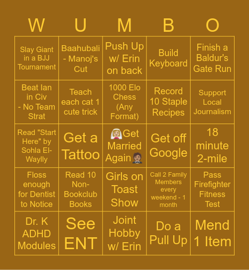 2026 Intentions Bingo Card