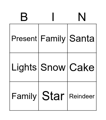 Christmas break Bingo Card