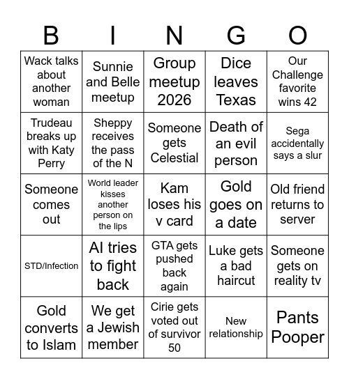 2026 Huh Bingo Card