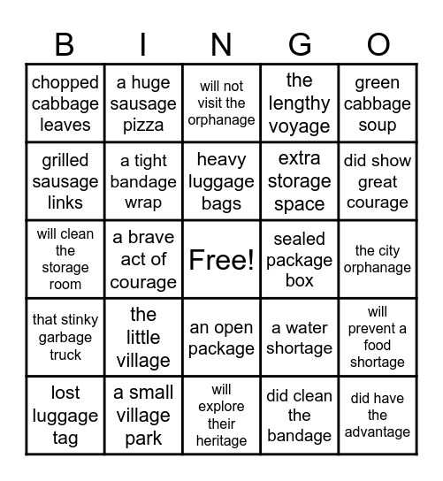 -age BINGO Card