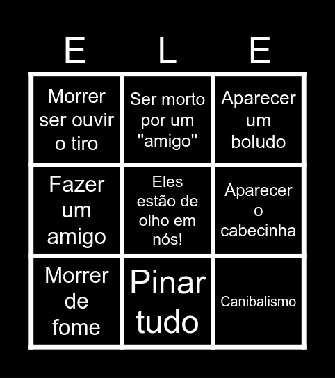 bingo da live de DayZ Bingo Card