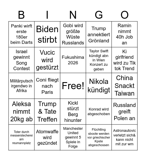 Bullshit Bingo 2026 Bingo Card