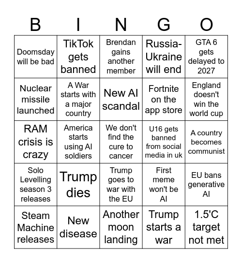 2026 Bingo Card