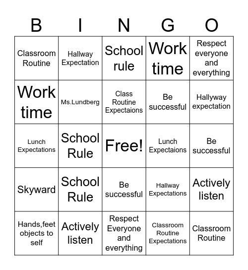 2026 Expectaions Review Bingo Card