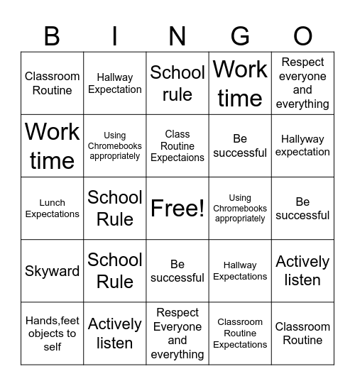 2026 Expectaions Review Bingo Card