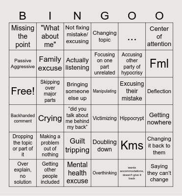 What will Crypt say Bingo Card
