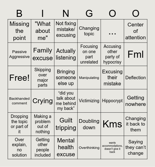 What will Crypt say Bingo Card