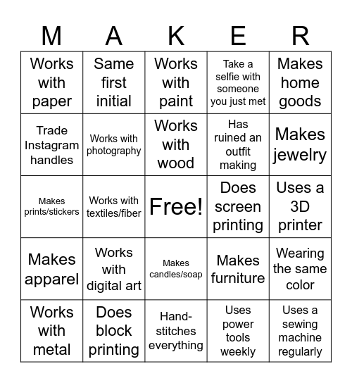 Find Someone Who: Bingo Card