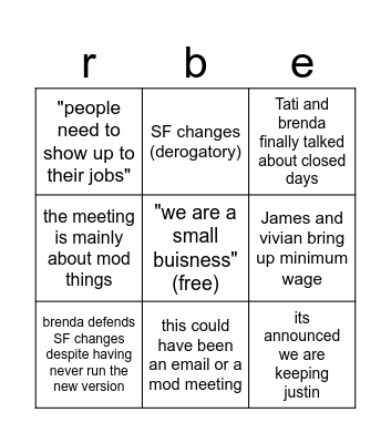 Untitled Bingo Card