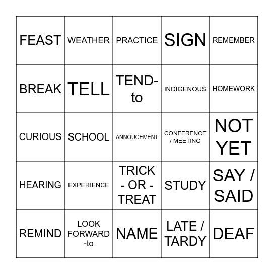 ASL SOTW - BLACKOUT Bingo Card