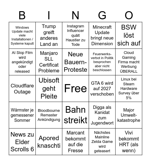 2026 Bingo Card