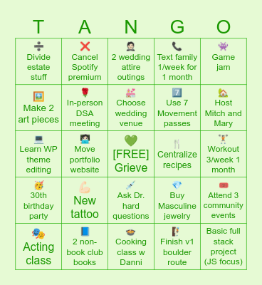 2026 Intentions Bingo Card