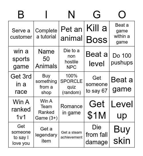 Ultimate gamer bingo Card
