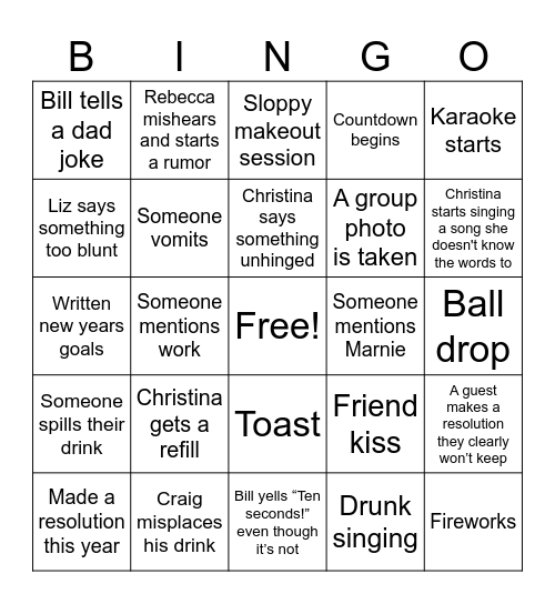 SSS NYE bingo '26 Bingo Card