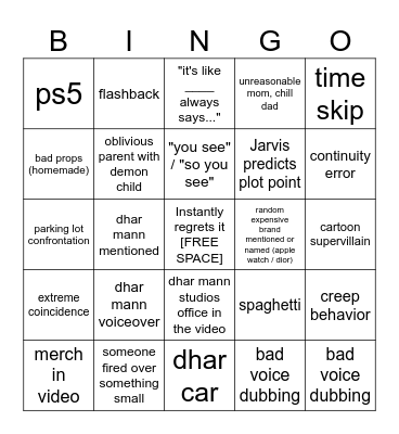 Dhar Mann Bingo v4 Bingo Card