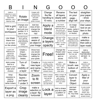 Photoshop Bingo Card