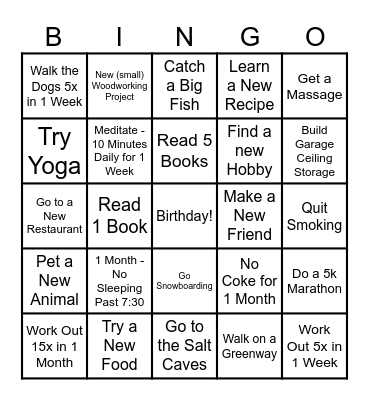 2026 New Years Bingo! Bingo Card