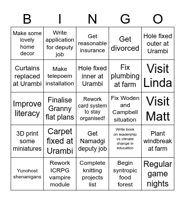 2026 Goal Bingo Card