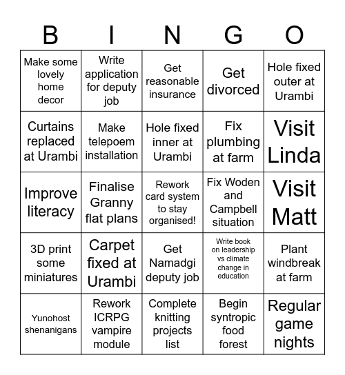 2026 Goal Bingo Card