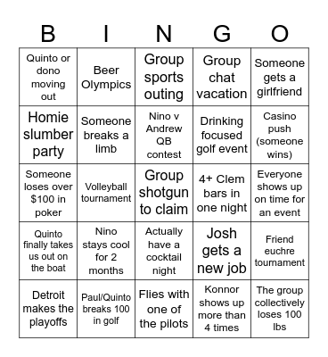 Cocktail Bois 2026 Bingo Card