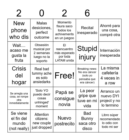 Life predictions Bingo Card