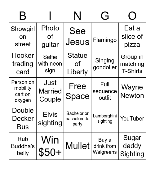 LAS VEGAS STRIP BINGO Card