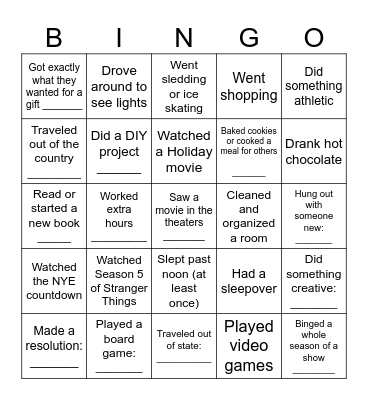 Day After Break Bingo Card