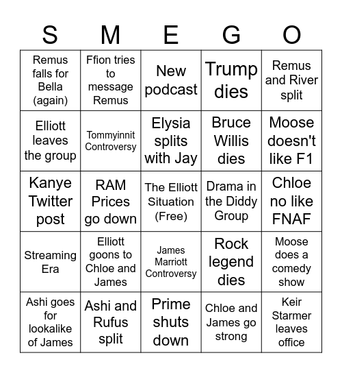 2026 Bingo Card Bingo Card