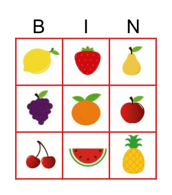 Fruit Bingo Card