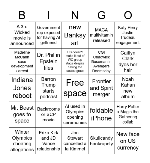 2026 bingo Card