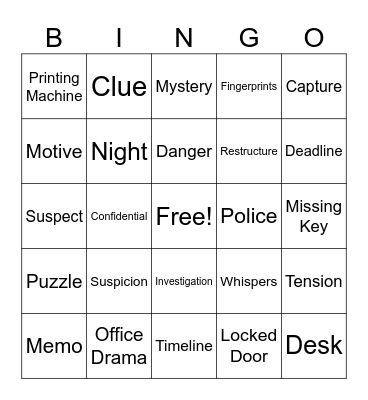 Mystery Challenge Bingo Card