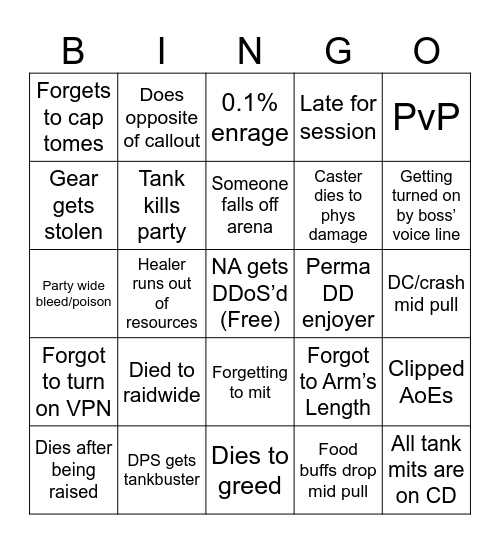 Savage Static Bingo Card