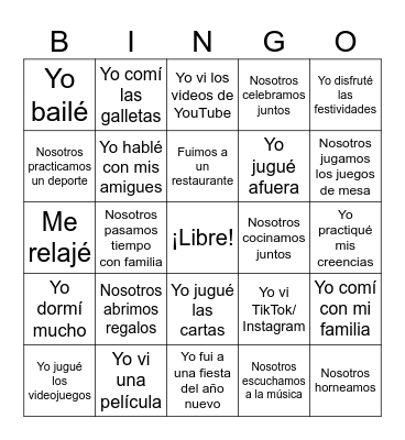 Break Bingo Card