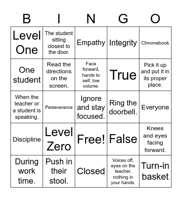 STEAM Expectations Bingo Card