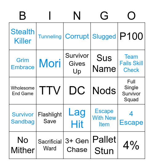 Dead by Daylight Bingo Card