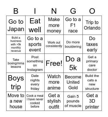2026 Bingo Card
