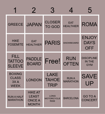 2026 BUCKET LIST Bingo Card