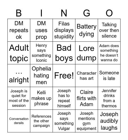 Evil bugs Bingo Card