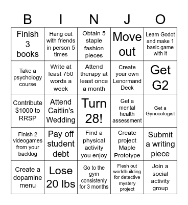 2026 Bingo Card