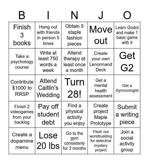 2026 Bingo Card