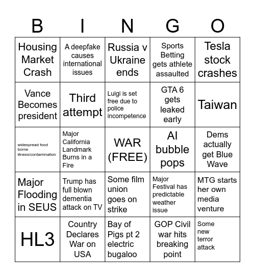2026 Bingo Card