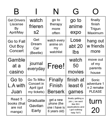 2026 Bingo Card