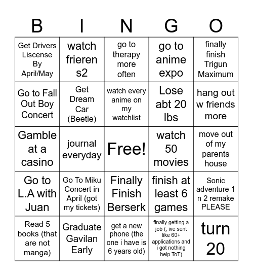 2026 Bingo Card